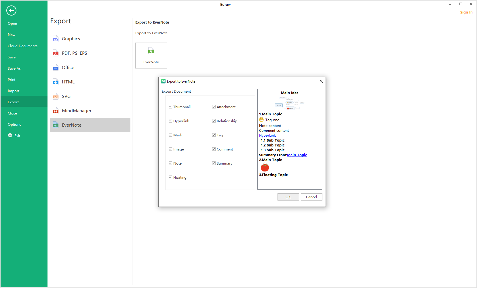 EdrawMind export to evernote1