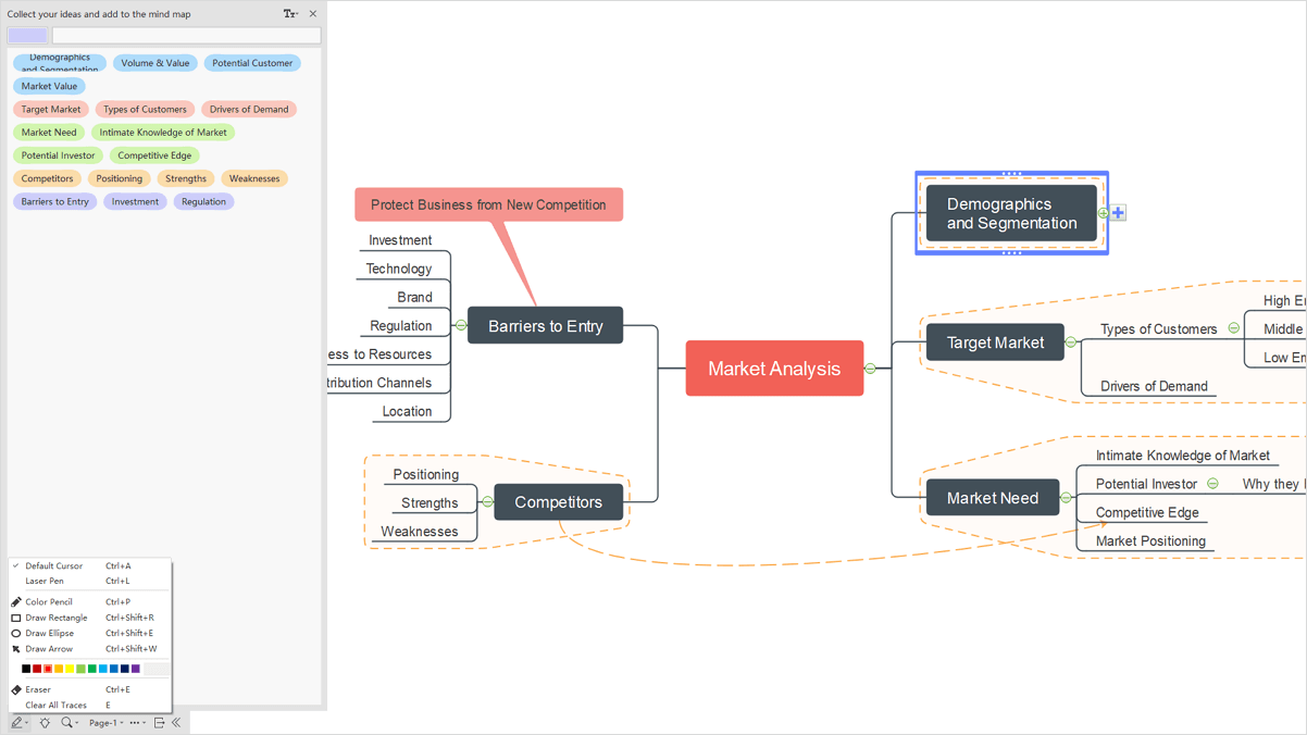 collect idea and add to mind map