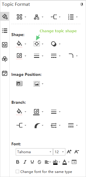 shape topic format pane